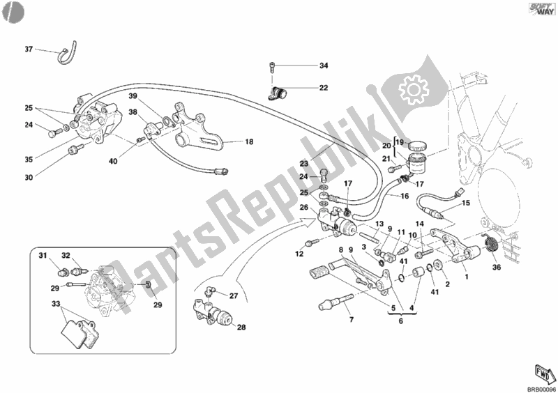 Todas las partes para Sistema De Freno Trasero de Ducati Supersport 1000 SS 2004